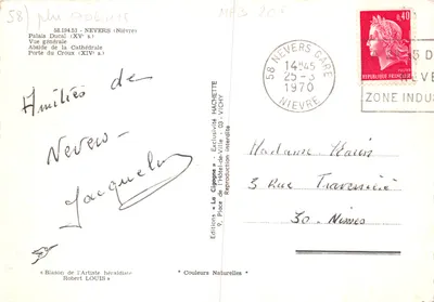 Nevers — Palais Ducal, Cathédrale, Pont et Tour du Croix — Éditions La Cigogne — Verso