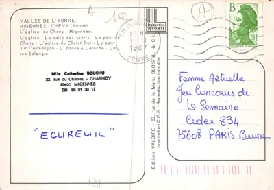 Migennes — vista panorâmica com igreja, ponte e sala de esportes — Éditions Valoire — Verso