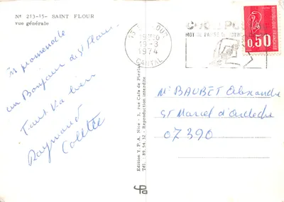 Saint-Flour cantal — vista geral — Edição Y.P.A. Nice — Verso