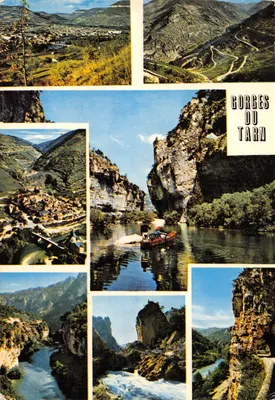 Gorges do Tarn — vista panorâmica com barco e vilas — Éditions Théojac