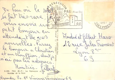 Pau — La Palmeraie et la Montée de la Gare — Édition Jove — Verso