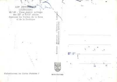 Castelo de Loubressac — mansão gótica dos séculos XV e XVIII — Éditions IRIS — Verso