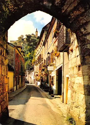 Rocamadour — Vista da rua Roland-le-Preux e da Porte du Figuier — Edições d'art Arcueil