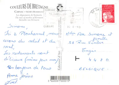 Alignements de Kermario — miejsce megalityczne w Bretanii — Wydawnictwo Sztuki, nr 000015 — Rewers