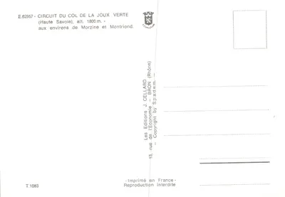 Circuit du Col de la Joux Verte — itinéraire touristique avec photos de paysages et lieux (éditeur : J. Cellard) — पीछे