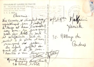 Palavas-les-Flots — vue aérienne de la plage et du port — Yvon (éditeur) — Verso