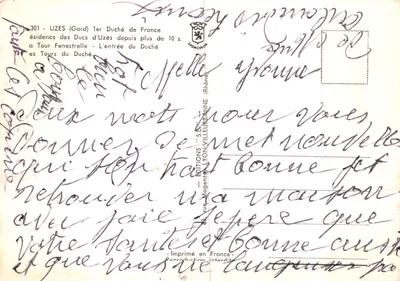 UZÈS (Gard) — Wieża zegarowa i zamek — Wydawnictwo S. Lyoncourbe (Rhône) — Rewers