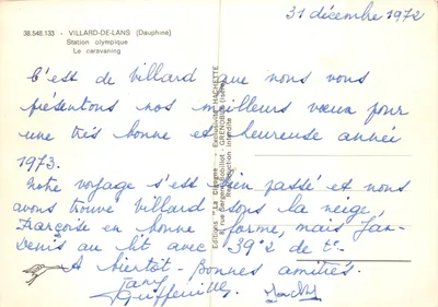 Villard-de-Lans — Estação olímpica e caravanismo — Editor La Cigogne — Verso