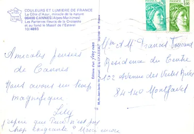 Os Parterres floridos da Croisette — Cannes — Éditions d'art Arcueil — Verso