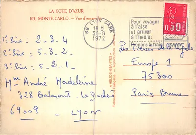 Monte-Carlo — Vista geral — Éditeur HELIOS-GÉANTES, n° 103 — Verso