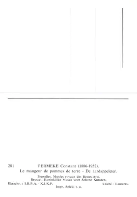आलू के खाने वाला — कॉन्स्टेंट पर्मेके (1886-1952) के चित्र — इम्प्र. सोलेडी स.ए. — पीछे