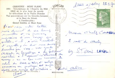 Chamonix - Mont Blanc — Teleferyk Aiguille du Midi (3842 m) — wydawca IRIS — Rewers