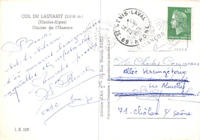 Przełęcz Lautaret — Lód Człowieka — Éditions d'Art Française — Rewers