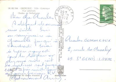 Grenoble — Vista geral da Cadeia de Belledonne — Edições IRIS — Verso