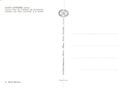 Saint-Antoine (Isère) — Antigo plano da Abadia de Saint-Antoine — Impressor Combier, Mâcon — Verso