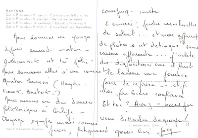 Galla Placidia (siglo V) — detalle de la bóveda — editor F.lli Leonardi - Ravenna — Reverso