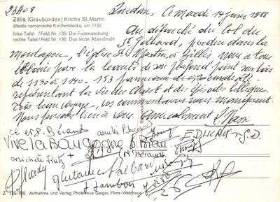 Zillis (Graubünden) — Igreja de São Martinho, duas cenas românicas (Feld Nr. 135 e 136) — Reproduktionsverlag Flims-Waldhaus — Verso