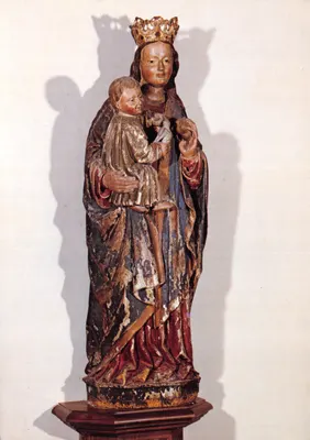 Virgem com o Menino — estátua em madeira policromada — Santuário Nossa Senhora de Myans (Savoia) — Edições EDY