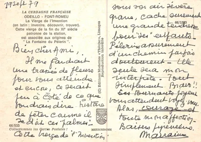 A Virgem da Invenção — estátua dourada sentada com o Menino Jesus — editor IRIS — Verso