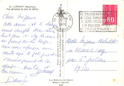 Lorient (Morbihan) — widok z lotu nad portem rybackim — Pierre Artaud & Cie - Wydawcy — Rewers