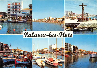 Palavas-les-Flots — vista do porto, praia e cruz do vilarejo — Edições 'S.L.' Lyon