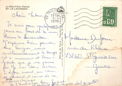 Le Lavandou — widok portu, plaży i budynków — Wydawnictwo Francuskie, Reprodukcja - Tel. 62-75-11 — Rewers