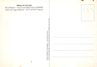 Salão do Logis Abbatial — Musithèque — Abadia de Sylvanès — Imprensa de Montpellier — Verso