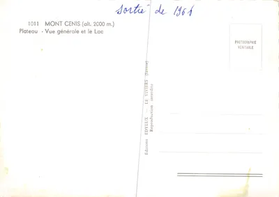 Mont Cenis — Vue générale et lac — Éditeur Édylux, n° 1011 — Verso