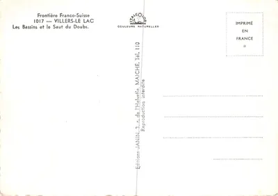 O salto do Doubs — cascata e paisagens — Éditions JANIN, 1017 — Verso