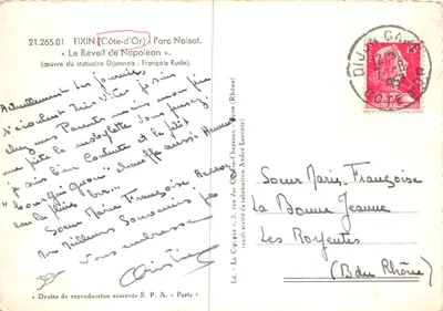 Obudzenie Napoleona — figura w parku lasowym — wydawca LA CIGOGNE — Rewers