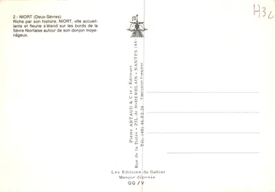 Niort, porte du marais poitevin — vue panoramique avec éditeur Pierre Artaud & Cie — Verso