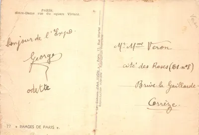 Notre-Dame de Paris — vue du square Viviani — Éditions Yvon — Verso