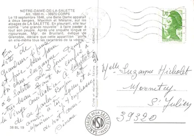 Notre-Dame-de-la-Salette — statue monumentale sur les Alpes de La Salette — Éditions Trifridite — Verso