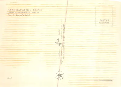 Ilha de Bendor — vista aérea do centro turístico — Éditions HENRARD — Verso