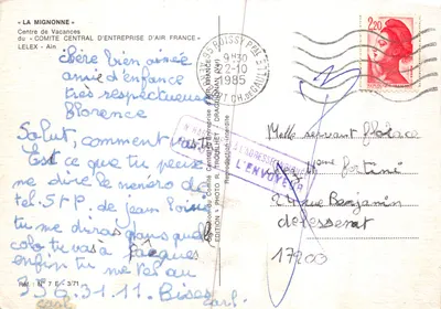 Hôtel La Mignonne — Zakład Wypoczynkowy Komitetu Centralnego Przedsiębiorstwa Lotniczego Air France — wydawca PHOTO R. TROUILLHET DRAGUIGNAN (N° 7 E-3/71) — Rewers