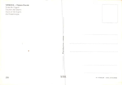 Vêneto — Palácio Ducale — Scala dei Giganti — editor SAR, n° 220 — Verso