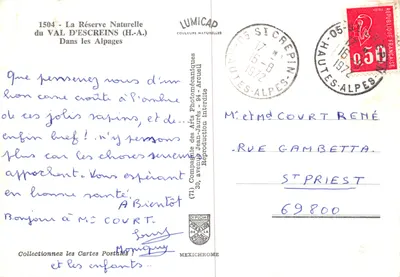 Vale dos Creins — vacas ao pé das montanhas — editor IRIS — Verso
