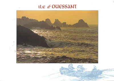 Ile d'Ouessant — paysage côtier avec barque et rochers — Éditions d'Art Jos Le Dant