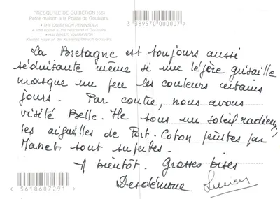Presqu'île de Quiberon — maison à la Pointe de Goulvars — Éditions du Docteur Audin — Verso