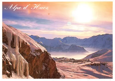Alpe d'Huez — vue panoramique enneigée avec falaise glacée — Éditions Interdite