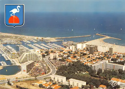 Canet-Plage — vue aérienne du port et de la côte — Éditeur ESTEL