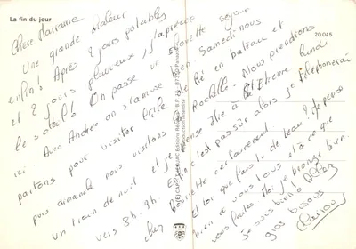 Zachód słońca nad morzem — widok wybrzeża z łodziami — wydawca IRIS — Rewers