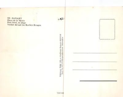 Sanary — vue de la ville, du port et de la plage — Édition AGL — Verso