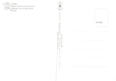 Widok wnętrza Bazyliki Najświętszej Panny Maryi na Fourvière — Lyon — wydawca LIONCOLOR, nr R.310 — Rewers