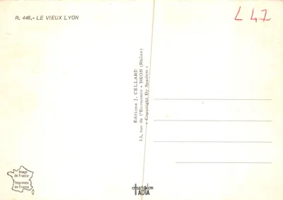 Wycieczka przez Lyon — Stary Lyon i katedra św. Jana — Wydawnictwo J. Cellard — Rewers