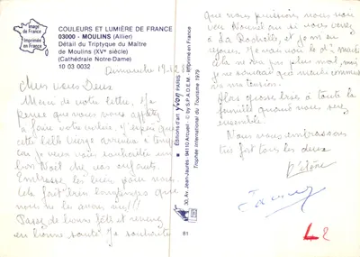 Notre-Dame de Moulins — Détail du Triptyque du Maître de Moulins (XVe siècle) — Éditions d'art Jean-Jaurès — Verso