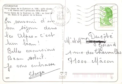 Notre Dame de la Guérisson — éditeur SPEDNISCI QUALITÀ, n° 1079 — Verso