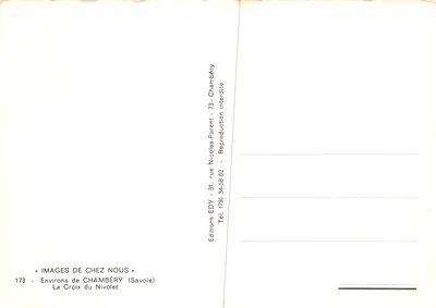 La Croix du Nivolet — éditeur Edy, n°173 — Verso