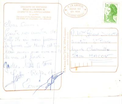 Grotte de l'Apothicaire — Belle-Île-en-Mer — Éditions d'Art 'JACK' n°22700 — Verso