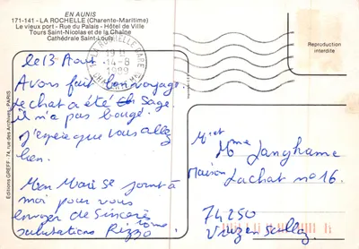 La Rochelle — Cité Historique — Éditions GREFF, PARIS — Verso